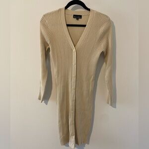 Beige Ribbed Sweater Dress – New Without Tags